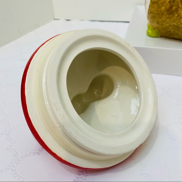 Girl Sock Monkey Ceramic Cookie Jar Real Home Earthenware Red Smiley Face. - Picture 8 of 13